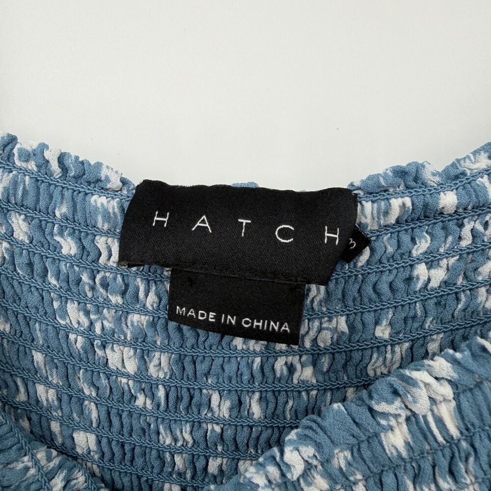 HATCH Cosette Dress Size 3 Blue Floral Smocked Flutter Sleeve Maternity Midi - Picture 2 of 9